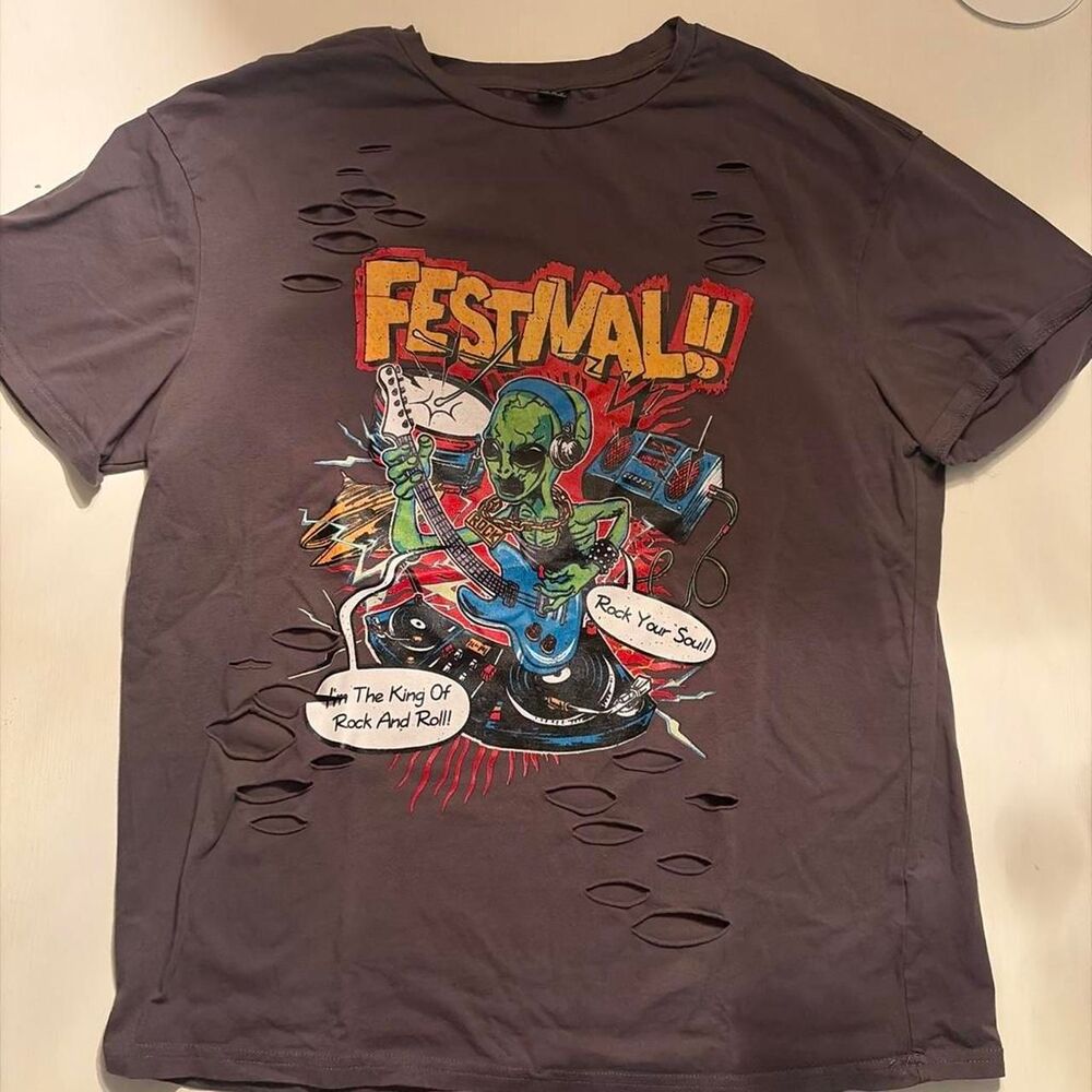 SHEIN Curve Festival I'm The King of Rock & Roll, Rock Your Soul Alien Shirt